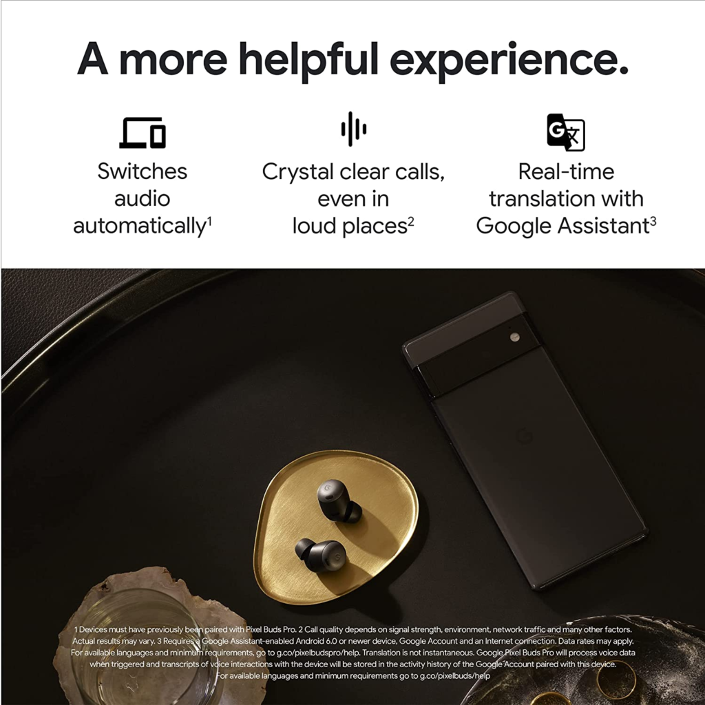Google Pixel Buds Pro – Wireless Earbuds – Bluetooth Headphones – Charcoal